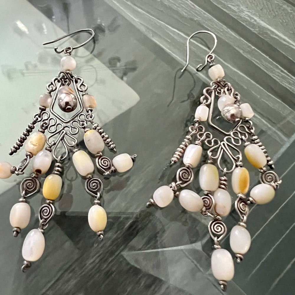 Solid 925 silver & semi precious stones earrings ✨